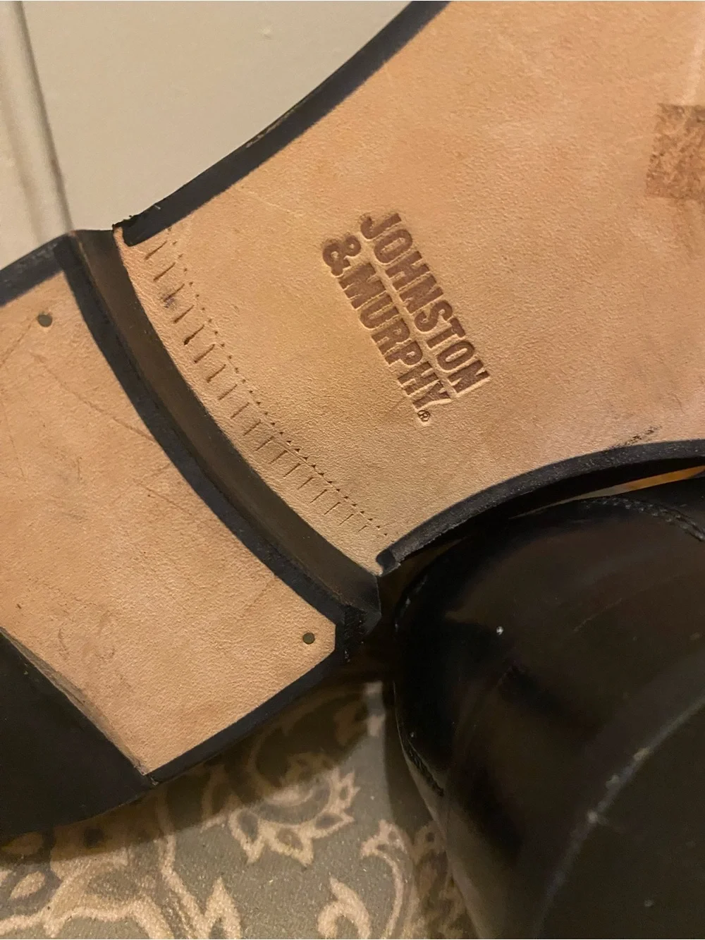 Johnston & Murphy Black Cap-Toe Derby Dress Shoes